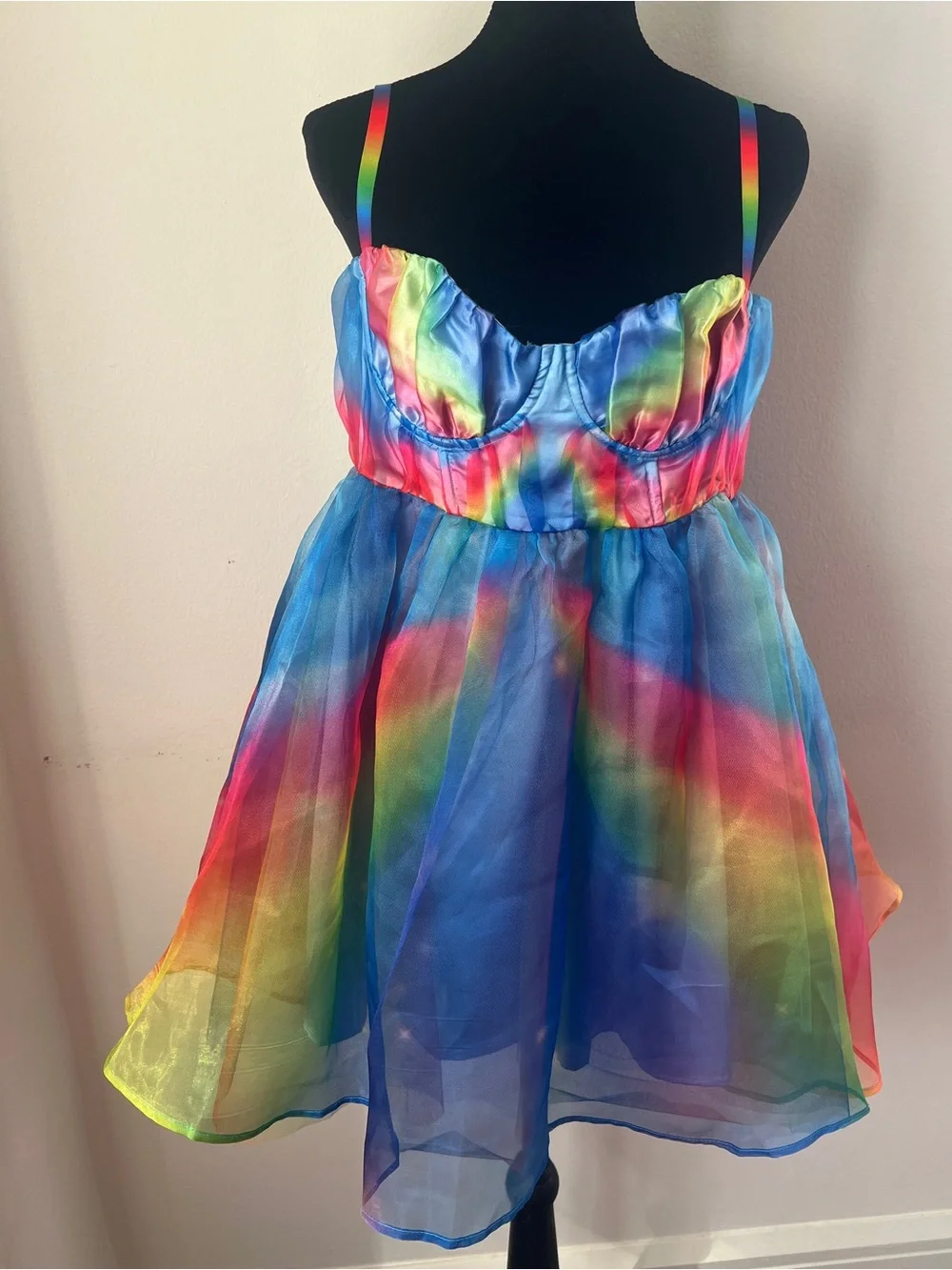 DollsKill ClubExx NWT Rainbow Starry Organza Dress with Lining Size M